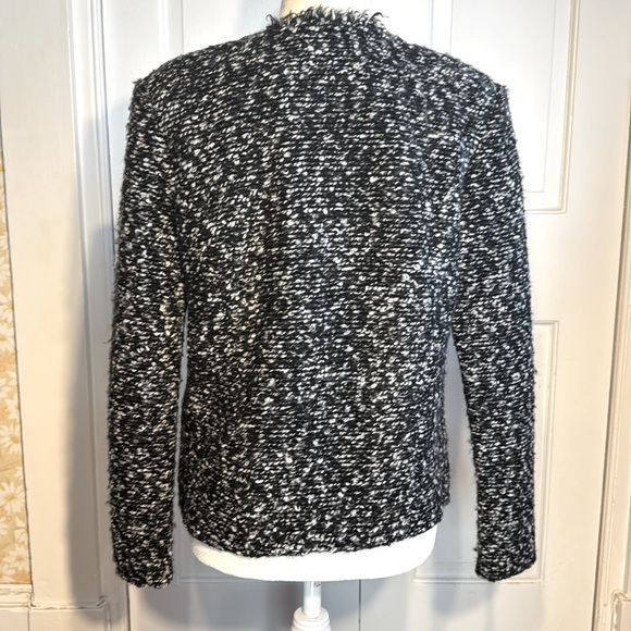 On Trend IRO Cof Black and White Open Front Tweed Jacket- Size 38 - Picture 4 of 11